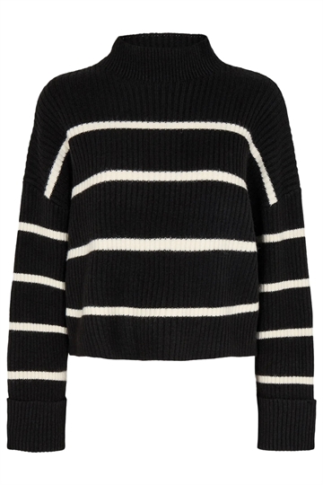 Co Couture Row Stripe Box Crop Knit Black 32031 